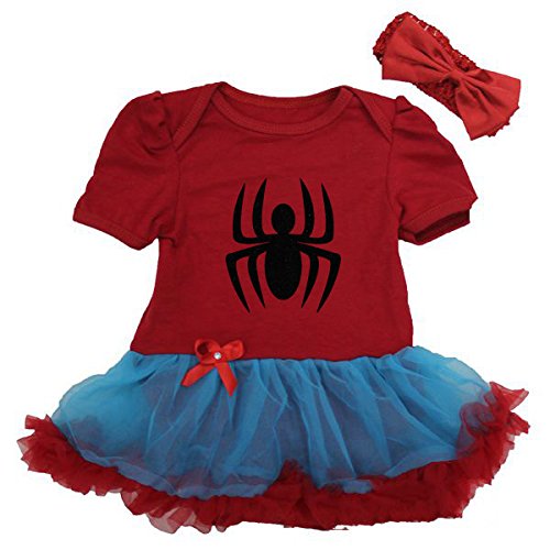 Cute Spiderman Glitter Baby Girl First Birthday Tutu Dress Costume 2 Pc (Large (6-12M))
