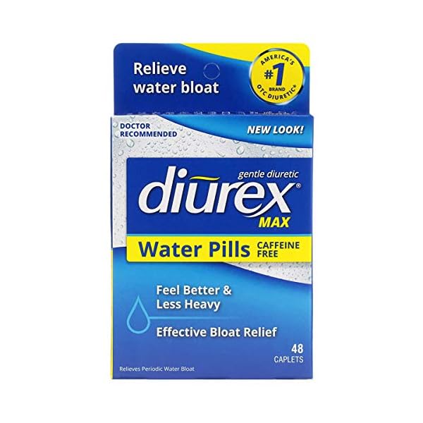 Diurex Max - Maximum Strength Caffeine-Free Diuretic Water Pills - Feel Better and Less Heavy , 48 Count (Pack of 1)