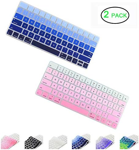 JIFF 2 in 1 Bundle - Silicone soft skin protector covers for Apple Magic Keyboard (MLA22LL/A) with US Layout (Ombre Blue+ Ombre Pink)