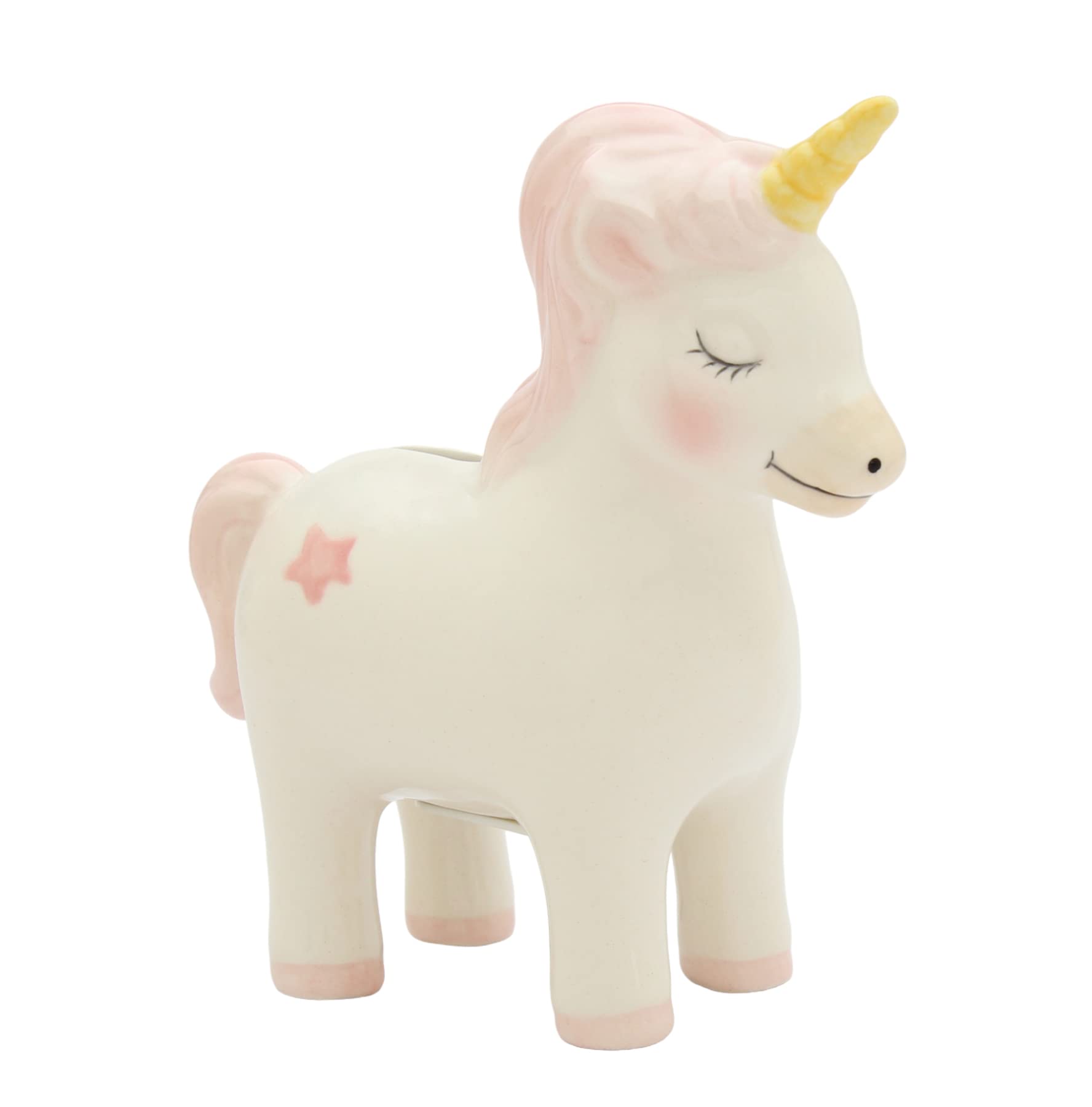 Photo 1 of 10220 Fine Ceramic Pink Fairy Unicorn Piggy Money Bank, 5-1/4" H