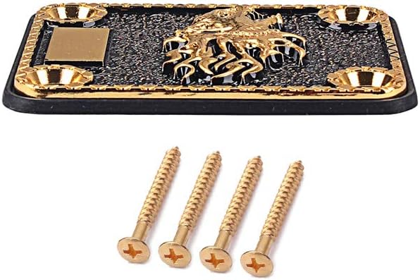 Alnicov Guitar Neck Plate,Gold and Black Neck Plate Engraved Animal Head Pattern for Electric Guitar - Image 5