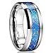 King Will Dragon Men Women 8mm Tungsten Carbide Ring Blue Celtic Imitated Meteorite Inlay Ring Beveled Edge