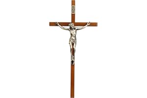 ACHIBANG Crucifix Wall Cross Catholic – 10" Wooden Jesus Cross with INRI for Wall or Easter Decor, Christian Gift for Faithful Home