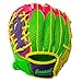 Franklin Sports Teeball Recreational Series Fielding Right Hand Glove with Baseball, 9.5-Inch, Purple/Lime/Pink/Yellow