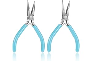 ABEILLO 2 Pack Needle Nose Pliers for Jewelry Making, 4.5 Inch Small Needle Nose Pliers Jewelry Chain Nose Pliers Craft Pliers for Wire Bending, Repair, Object Grasping (Blue)