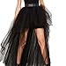 ASMAX HaoDuoYi Women Mesh Tulle High Low High Waist Tutu Princess Wedding Skirt Black