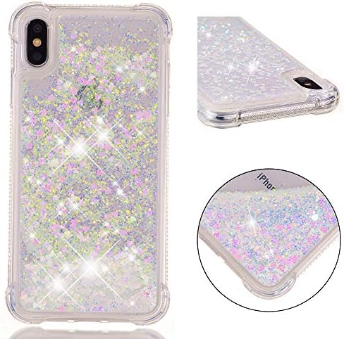Love Sound Case for iPhone XS Max, Flowing Liquid Floating Fashion Bling Glitter Love Heart Soft TPU Bumper Shockproof Protective Phone Case Cover for Apple iPhone XS Max 6.5 Inch 2018 (Pink)