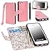 iPhone 5C Case, iPhone 5C Flip Case - E LV Deluxe PU Leather Wallet Purse Flip Folio Stand Case Cover for iPhone 5C with 1 Stylus and 1 Clear Screen Protector (Baby Pink)