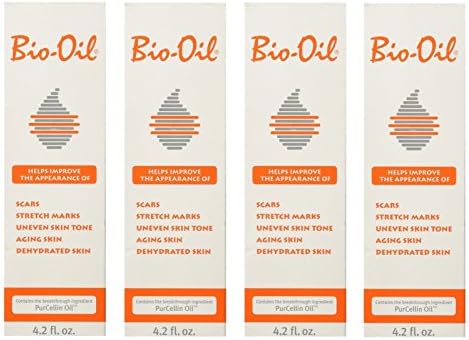 Bio-Oil for Scars,Stretch Marks, Uneven Skin Tone w/ PurCellin Oil, 4.2 oz/125ml (Pack of 4) + FREE Schick Slim Twin ST for Sensitive Skin