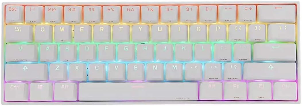 [Gateron Switch] 2 60% Bluetooth 4.0 Type-C Mechanical Gaming Keyboard (White, Brown Switch) kyman (Color : Blue Swith, Size : White)