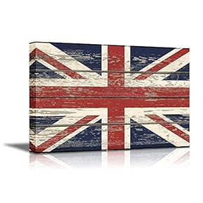 Flag of UK Union Jack on Vintage Wood...