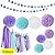 Conjugal Bliss 20PCS Party Supplies Purple and Blue Happy Birthday Banner Tissue Paper Flowers Tissue Tassel Garland For Wedding Baby Shower Party Decorations