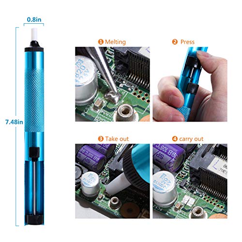 GEYOTAR Soldering Iron Kit,Electric Soldering Iron kit, 60W Adjustable Temperature Welding Tool, Desoldering Pump, 5pcs Soldering Tips, Desoldering Wick, Iron Stand, Solder Wire, Tweezers