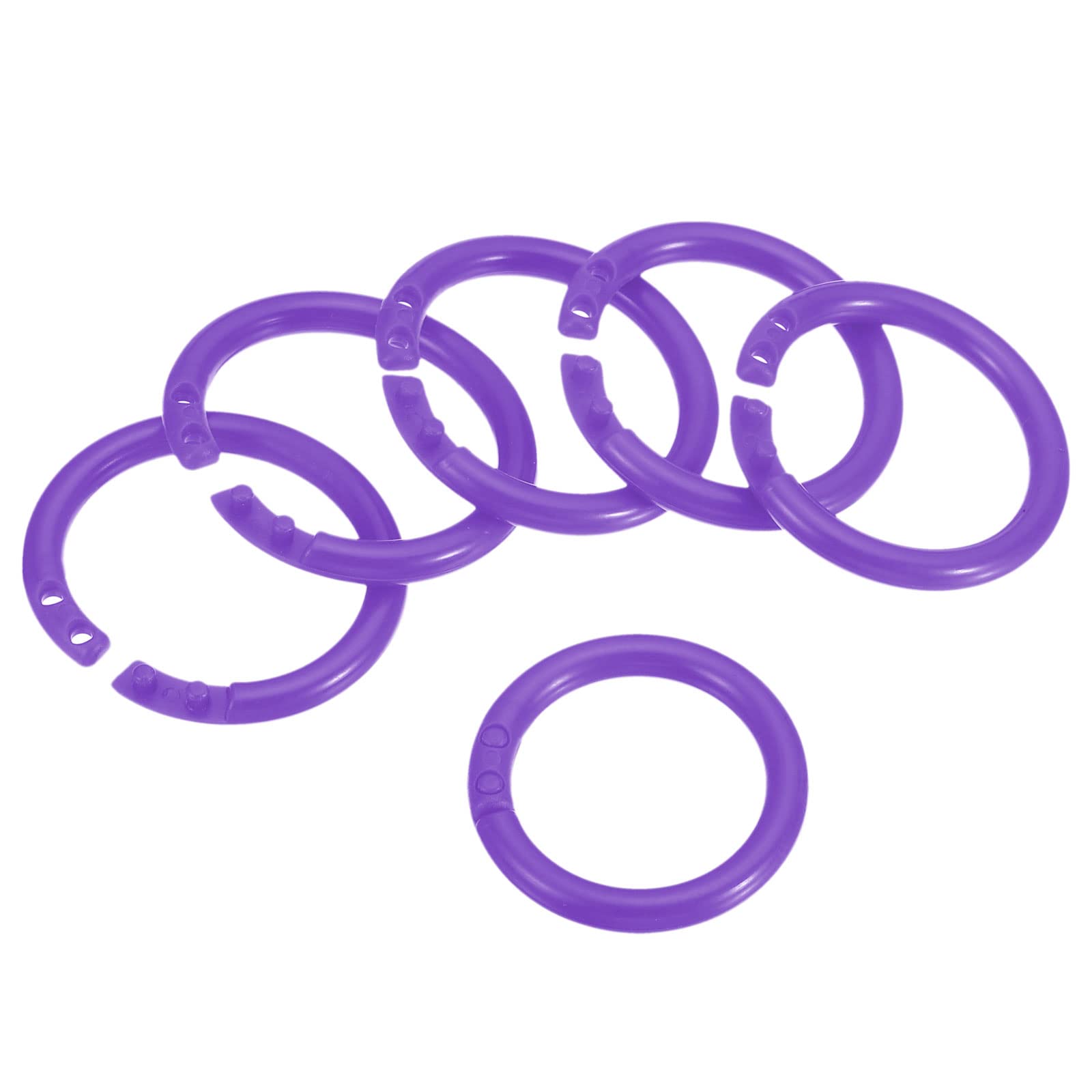PATIKIL 1.1" OD 0.8" ID Loose Leaf Rings, 50 Pack Binder Ring Plastic for Book DIY Scrapbook Notebook Photo Album, Purple — image 1