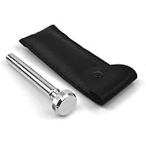 Zansens 1pcs Religious Stainless Steel Pocket Holy Water Sprinkler with Leather Storage Bag Carrying Case, Aspergillum Holy Water Easy Holy Water Bottle, Religious Baptism Accessory, 5 inch