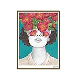 Lightclub Nordic Sunglasses Flower Girl Canvas Frameless Indoor Wall Painting Decoration Size 50cm x 70cm