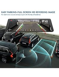 AUTO VOX X2 Mirror Dash Cam con 9.88 "Streaming Media 1296P FHD Pantalla táctil, cámara de respaldo a prueba de agua 720P AHD con sensor G, LDWS, WDR, rastreo GPS