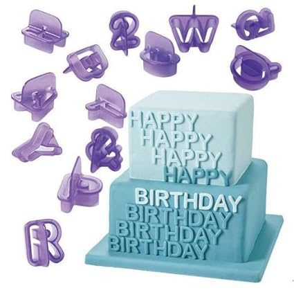 Syga Alphanumeric Plastic Cookies Molds, Purple, Set of 40