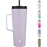Konokyo Insulated Tumbler with Handle and Straw, 26 OZ Travel Coffee Mug Stainless Steel Cup Metal Water Bottle,Taro