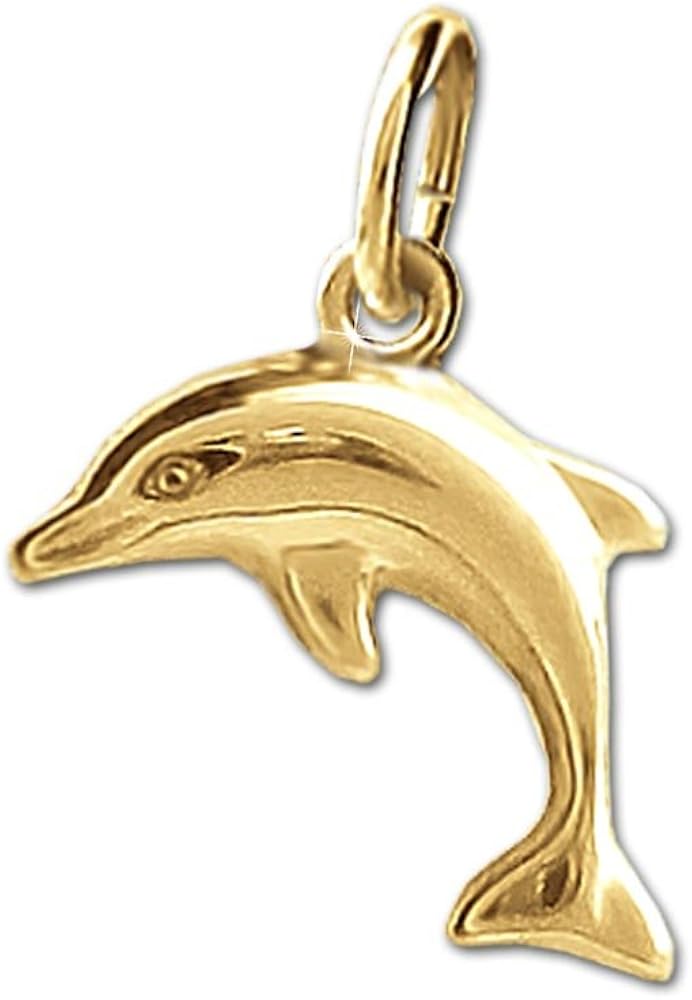 CLEVER SCHMUCK Pendentif Doré Pour Femme - Petite Tortue - 15 X 7 Mm - En Plastique Des Deux Côtés - Forme Ferme - Un Côté Brillant, L'autre Mat Diamanté - Or 333 8 Carats, Partiellement Mat