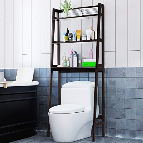 Tangkula Bathroom Space Saver, Over The Toilet Storage Rack, Free Standing 3Shelf Bathroom