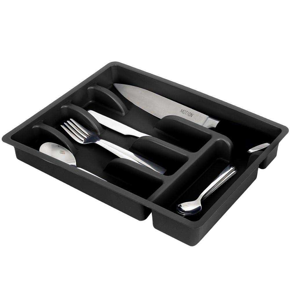 Vilde Drawer Insert Cutlery Tray Cutlery Tray Cutlery Organiser Kitchen Organiser with 5 Compartments Black 36 x 25.5 x 6 cm