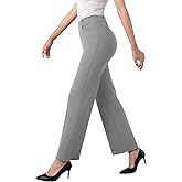 IPMQ Women's Straight Wide Leg Dress Pants Stretchy Work Pants Business Casual Slacks with Pockets