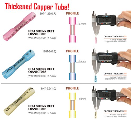 image for 200PCS Heat Shrink Butt Connectors Kit, URLWALL Insulated Waterproof M