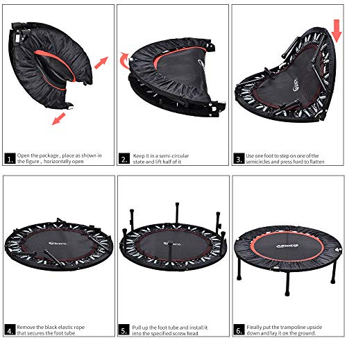 Newan Exercise Trampoline for Adult - 40" Fitness Rebounder Trampoline Handle Bar for Indoor Garden Workout Cardio Training - Foldable Design for Storage.