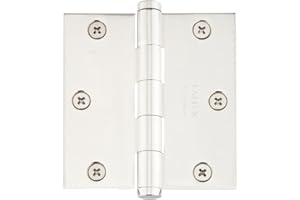 Emtek 91013 3.5" x 3.5" Square Corner Plain Bearing Mortise Hinge - Pair, Polished Nickel
