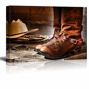 American West Rodeo Cowboy Pair of Traditional Leather...