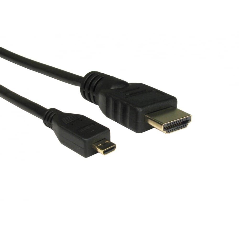 rhinocables Micro HDMI to HDMI – High speed 4K supports ethernet with gold contacts – for use with camera, camcorder, laptop, tablet, TV and more devices (3m)