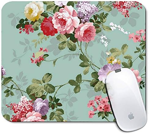 Personalized Rectangle Mouse Pad, Printed Flower Pattern, Non-Slip Rubber Comfortable Customized Computer Mouse Pad (9.45x7.87inch)