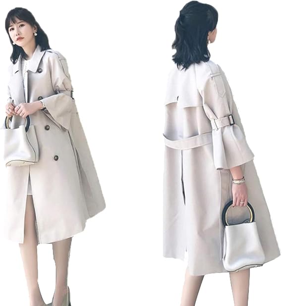 Amazon Lenmumu トレンチコート レディース用 アウター ダブルボタン付き 分袖 ロング丈 ベルトつき ビジネス用 通勤 通学 ゆったり コート ジャケット 通販