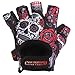 Contraband Pink Label 5237 Womens Designer Workout Gloves | Sugar Skull Print w/Grip-Lock™ Padding (Red, Small)