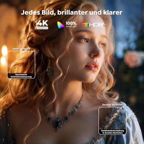 Projector 4K [Fastest VIDAA OS] Compatible with Netflix, Dolby Audio & HDR10, 2200ANSI Smart Projector Home Cinema Autofocus Trapezoidal Correction, Outdoor Projector with App Voice Control, WLAN