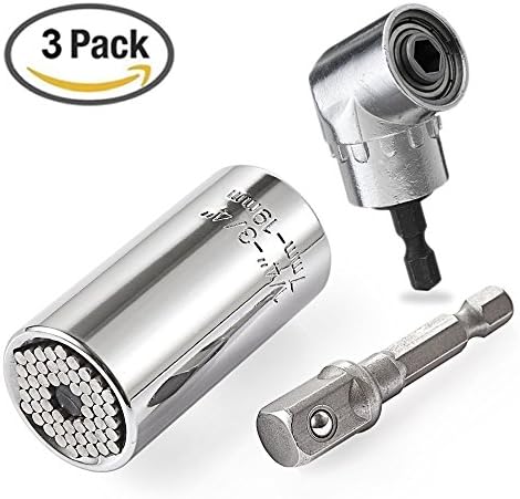 Yuekute Universal Gator Socket Adapter Grip Set(Power Drill Adapter Included) With 1/4inch 6mm 105°Right Angle Extension Drill Screwdriver