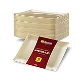 DECORAT PLASTIC PLATES / APPETIZER PLATES | 7 Inch Ivory Party Plates - 40 Pack | Rectangle Disposable Plates | Elegant & Fancy Heavy Duty Party Supplies Plates for all Holidays & Occasions