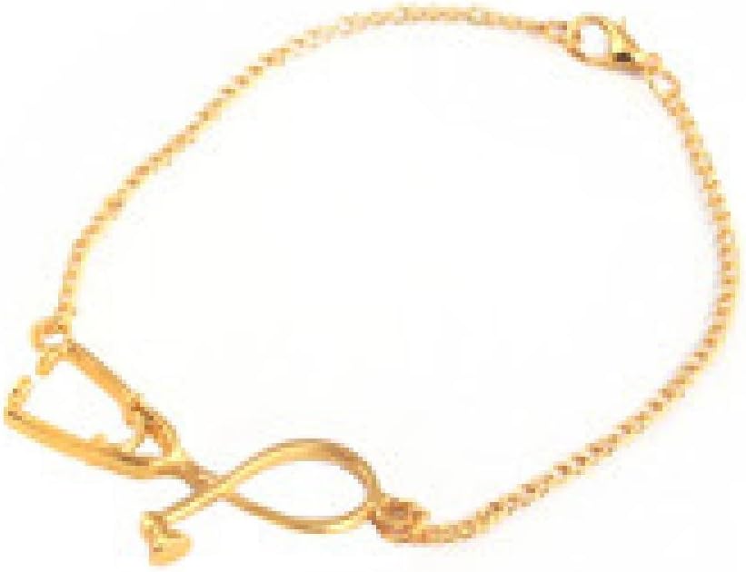 CAIYCAI Rose Gold/Gold/Silver Stethoscope Lariat Heart Pendant Necklace Nurse Medical Necklace Collares