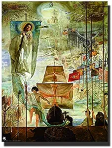 YuFeng Art Inn Modern Wall Poster Art Print Oil Painting on Canvas Home Decor Wall Decoration Canvas Art Discovery of America By Christopher Columbus Salvador Dali (No Framed,24x36inch)