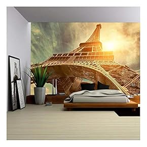 The Eiffel Tower is One of The Most Recognizable Landmarks in The World Under Sun Light - Removable Wall Mural | Self-Adhesive Large Wallpaper - 66x96 inches