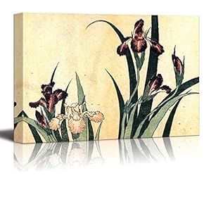 Irises by Katsushika Hokusai - Canvas Print Wall Art Famous Painting Reproduction - 12" x 18"