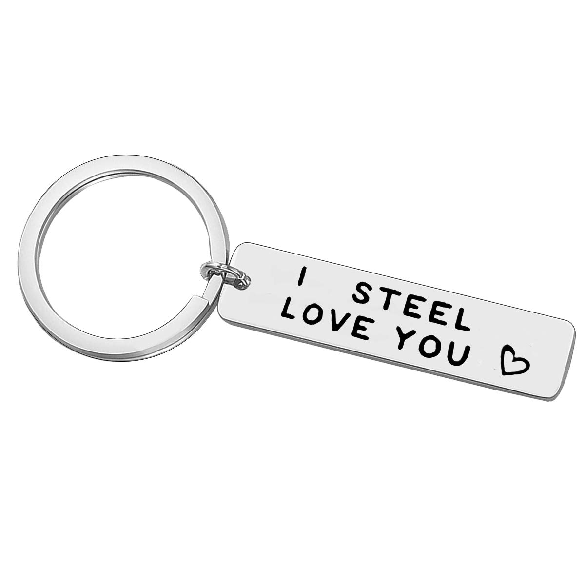 11th Anniversary Present for Husband Wife Boyfriend Girlfriend Couples Keyring Gifts I Steel Love You Stainless Steel Keyring Couple Key Chain Birthday Christmas Valentine's Day Gifts for Women Men