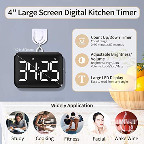 NOKLEAD Digital Kitchen Timer Countdown Count Up Timer with Large LED Display, 2
