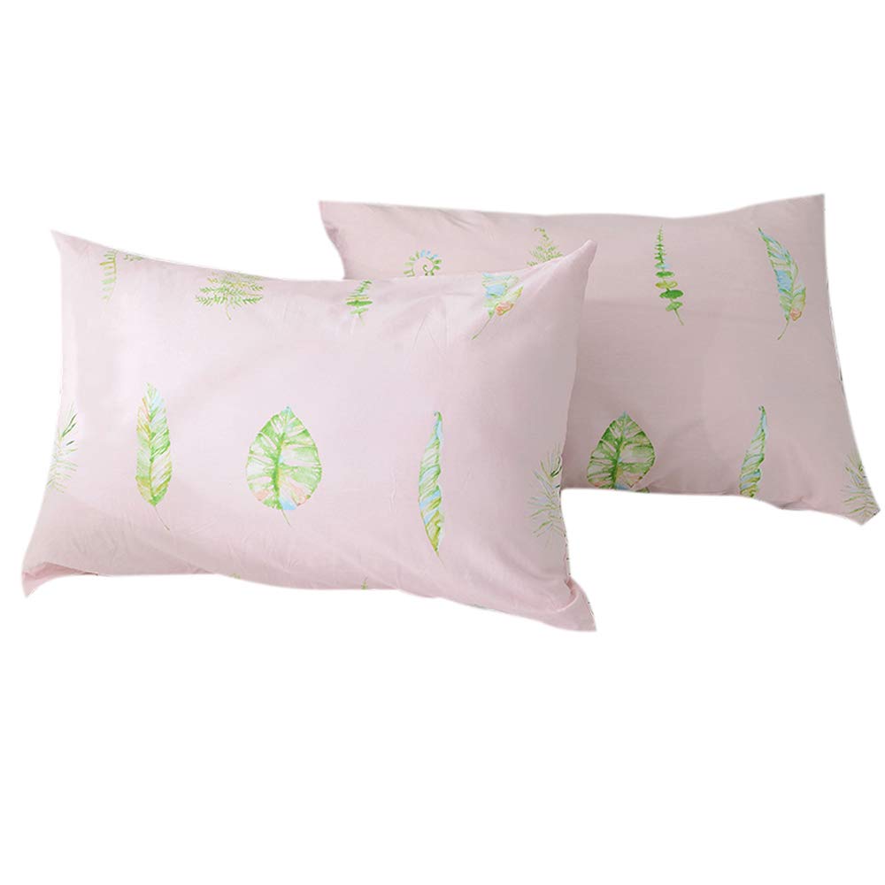 Buy Fendie Pillow Cases Set Of 2 Green Leaves Printed Standard