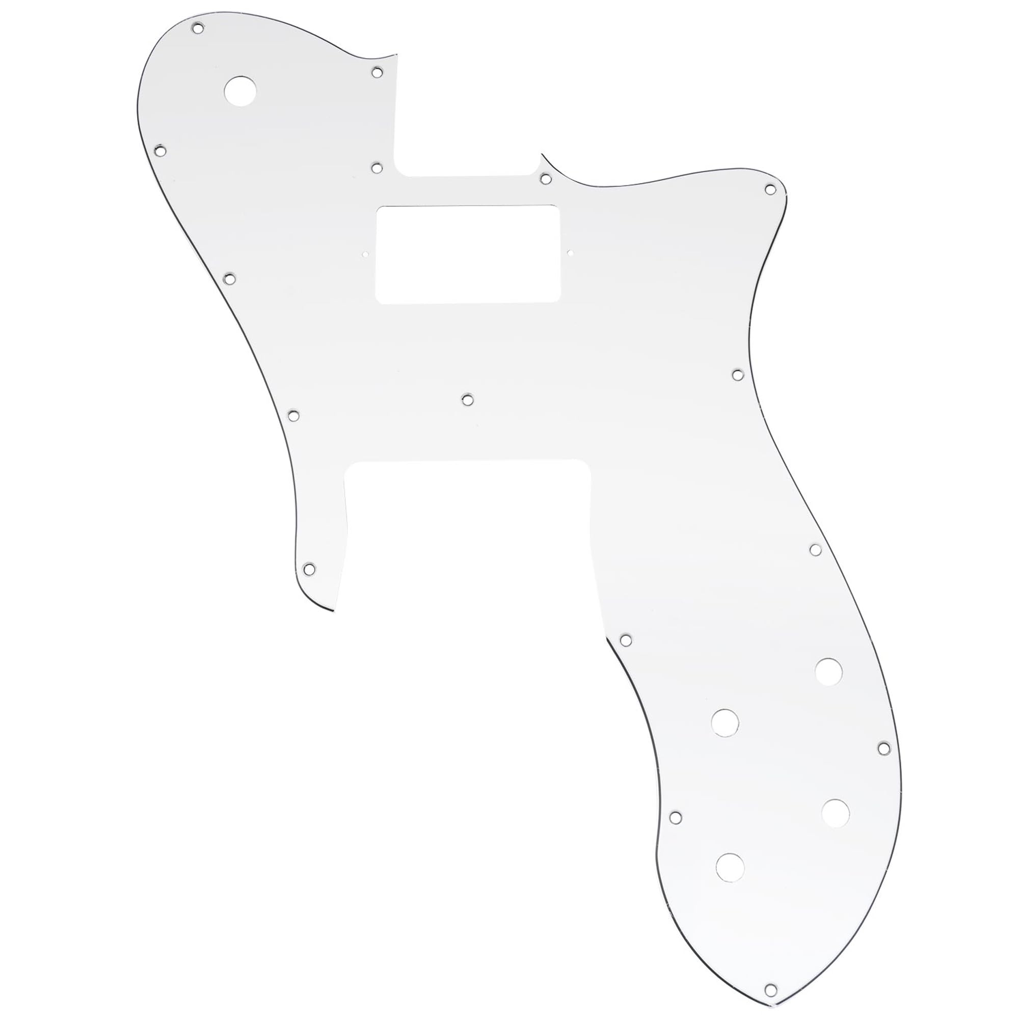 Musiclily Pro 16 Holes Single H Guitar Pickguard For USA/Mexico Fender 72 Tele Custom Style Electric Guitar, 3ply White