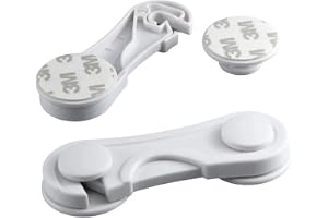 Kit 2 Travas de Segurança Infantil para Porta, Gaveta e Armário | Trava Multiuso para Bebê e Criança com Adesivo Dupla Face Sem Furos | Proteção para Móveis, Eletrodomésticos e Guarda-Roupa Branco