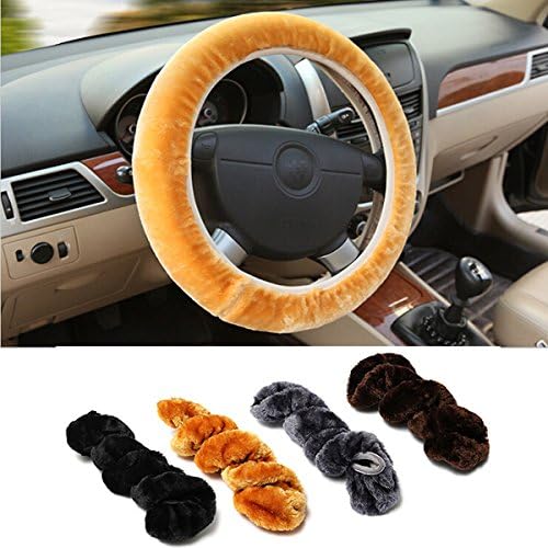 Warm Plush Winter Car Steering Wheel Cover Soft Auto Accessories (Random: Color)