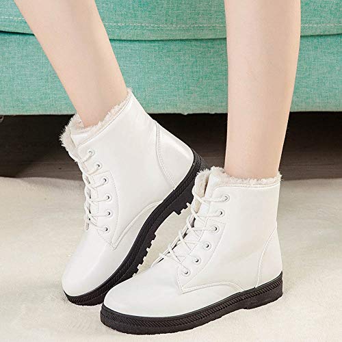 AgrinTol Women's Ankle Snow Boots Stylish Winter Shoes High-top Boots Flat Lace Up Boots