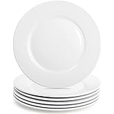 Foraineam White Dinner Plates Set, 10 Inch Porcelain Dessert Salad Plate, Catering Round Serving Dishes Dinnerware Sets, Microwave, Oven, and Dishwasher Safe, Set of 6